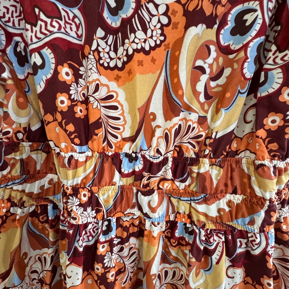 ANTHROPOLOGIE cotton, short sleeve mid length dress size large - Picture 8 of 12
